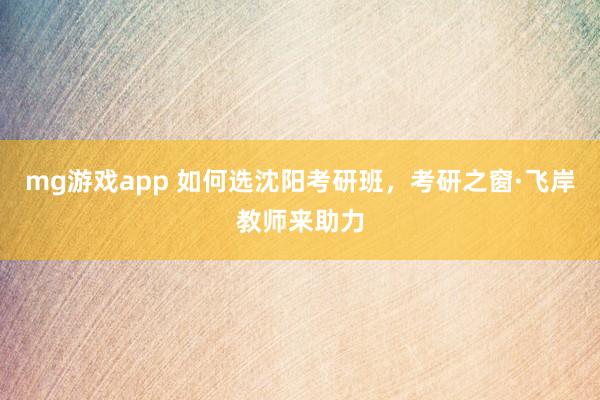 mg游戏app 如何选沈阳考研班，考研之窗·飞岸教师来助力