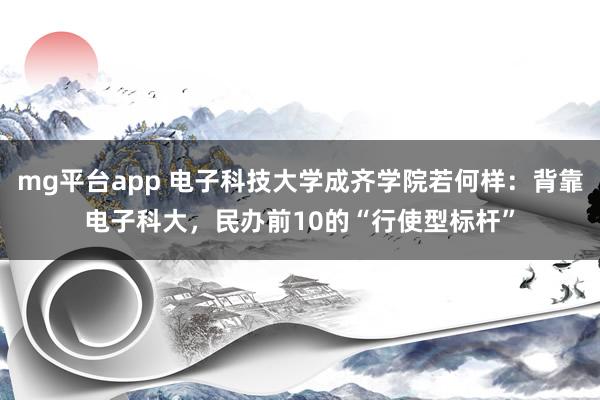 mg平台app 电子科技大学成齐学院若何样：背靠电子科大，民办前10的“行使型标杆”