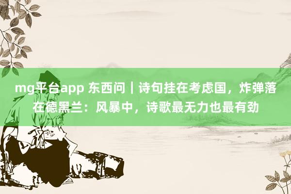 mg平台app 东西问｜诗句挂在考虑国，炸弹落在德黑兰：风暴中，诗歌最无力也最有劲