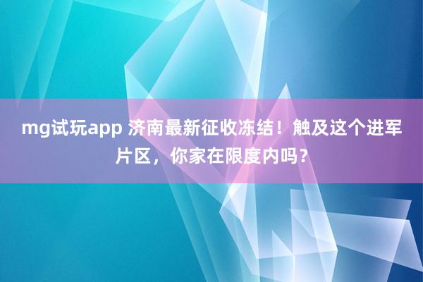 mg试玩app 济南最新征收冻结！触及这个进军片区，你家在限度内吗？