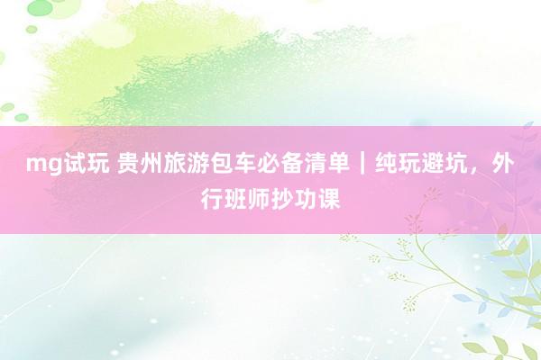 mg试玩 贵州旅游包车必备清单｜纯玩避坑，外行班师抄功课