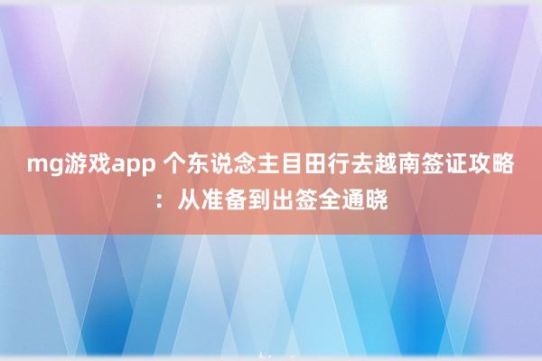 mg游戏app 个东说念主目田行去越南签证攻略：从准备到出签全通晓