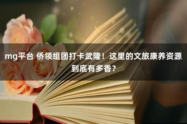 mg平台 侨领组团打卡武隆！这里的文旅康养资源到底有多香？
