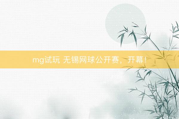 mg试玩 无锡网球公开赛，开幕！