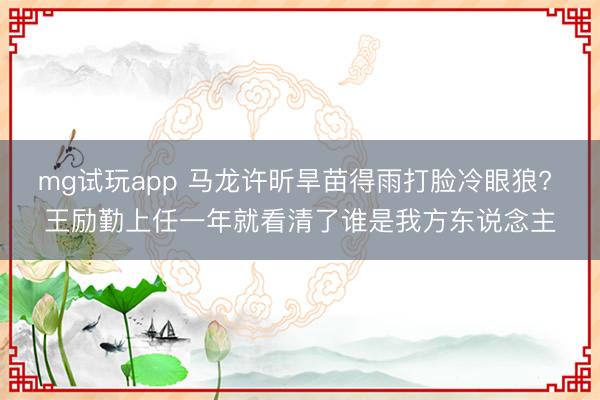 mg试玩app 马龙许昕旱苗得雨打脸冷眼狼? 王励勤上任一年就看清了谁是我方东说念主
