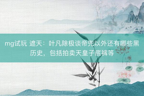 mg试玩 遮天：叶凡除极谈帝兜以外还有哪些黑历史，包括拍卖天皇子底裤等