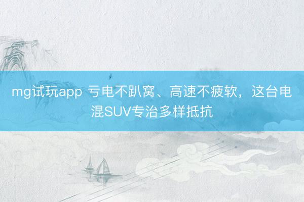 mg试玩app 亏电不趴窝、高速不疲软，这台电混SUV专治多样抵抗