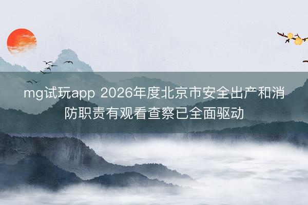 mg试玩app 2026年度北京市安全出产和消防职责有观看查察已全面驱动