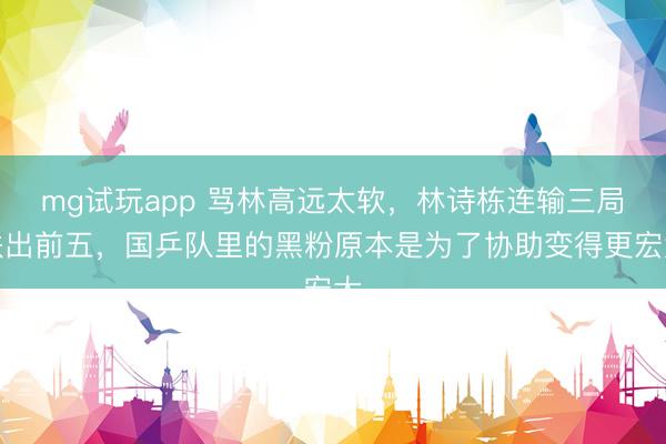 mg试玩app 骂林高远太软，林诗栋连输三局跌出前五，国乒队里的黑粉原本是为了协助变得更宏大